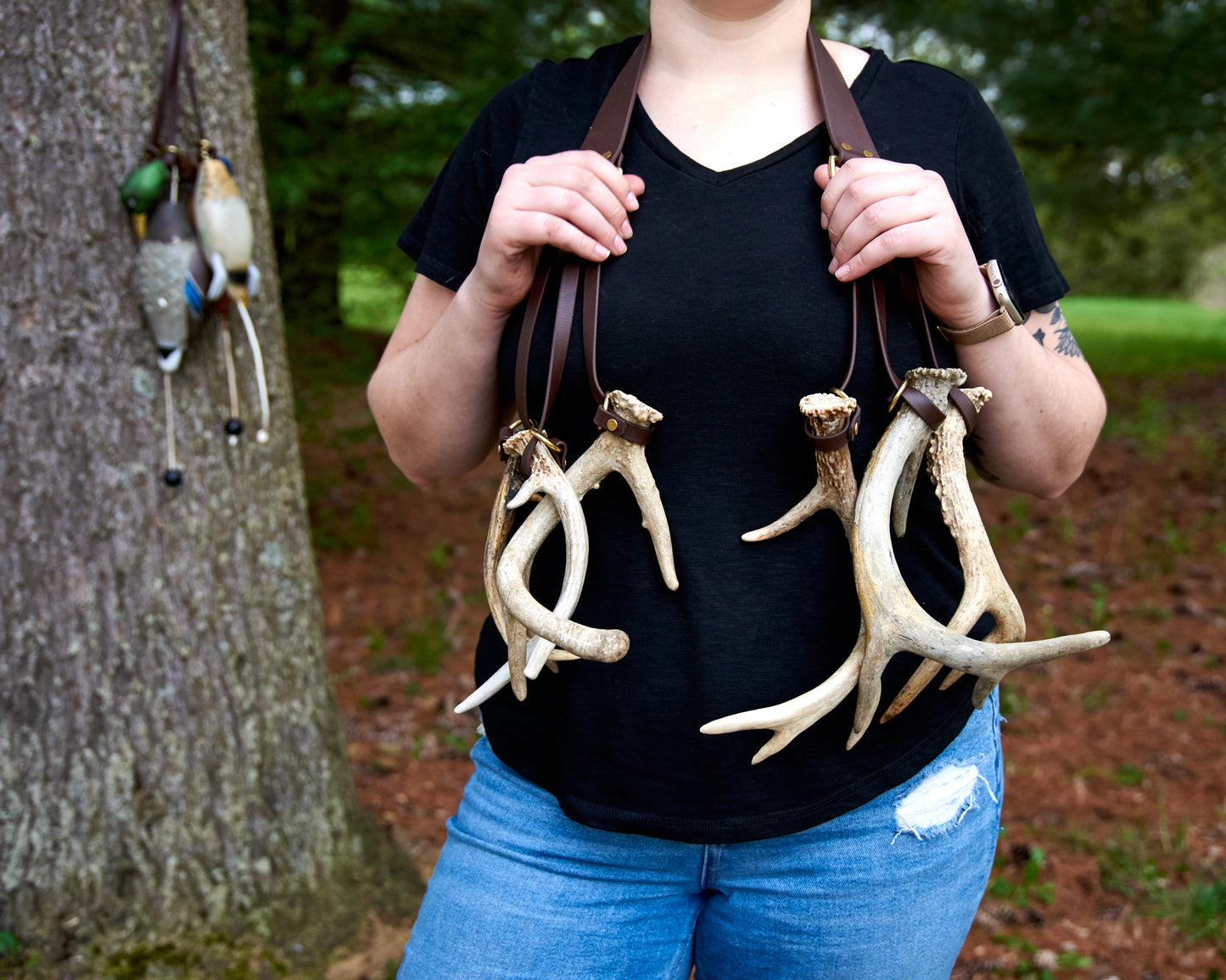 Game Tote Sling: Biothane Shoulder Strap with Solid Brass Hardware for Birds or Antlers - Holds 6