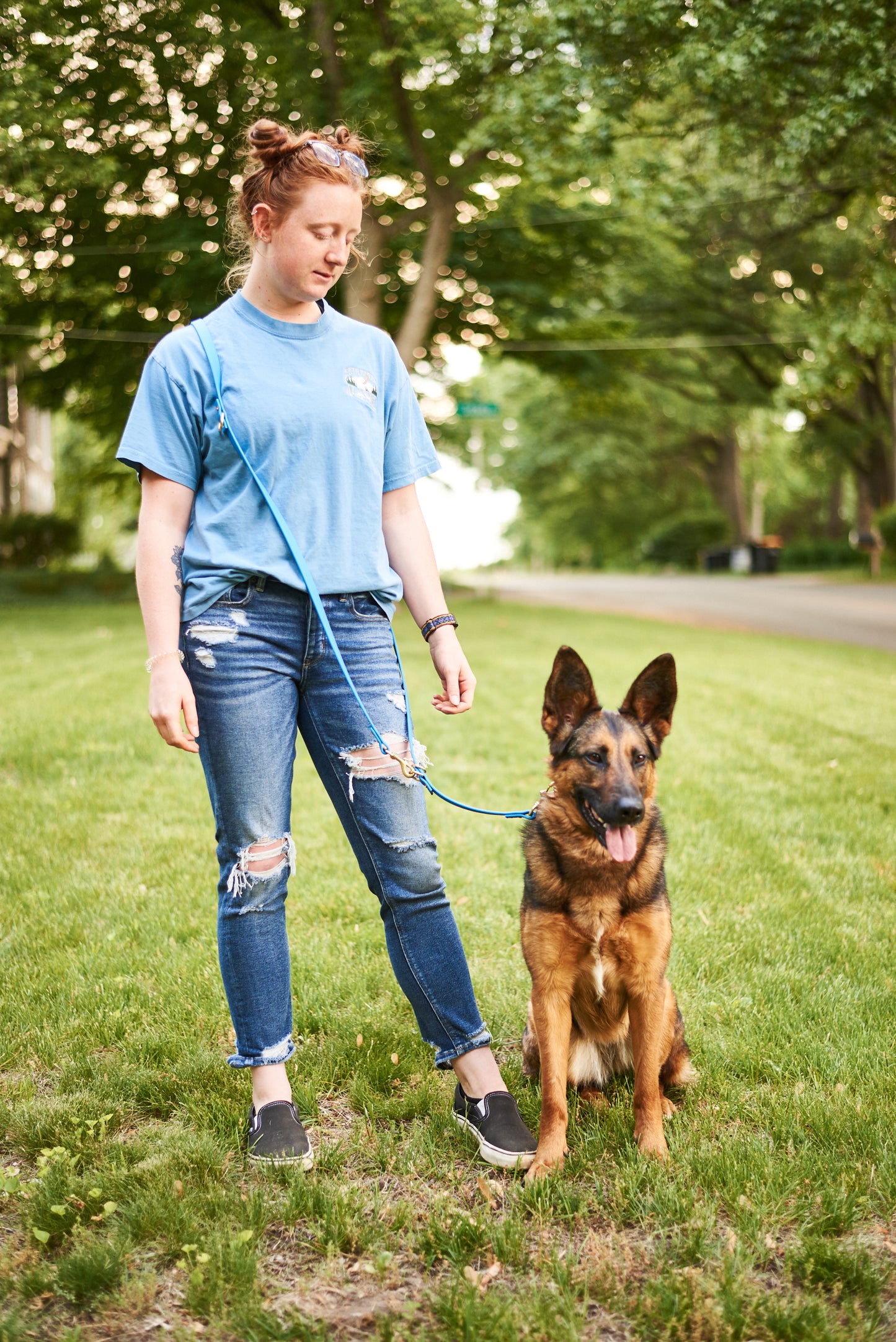 Modular Hands-Free "Police" Leash: 3/4" Waterproof Biothane with Custom Colors and Natural Brass Hardware