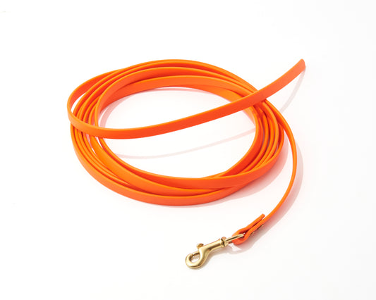 1/2" Waterproof Long Line: Biothane Tracking Drag Leash with Solid Brass Hardware and Custom Colors