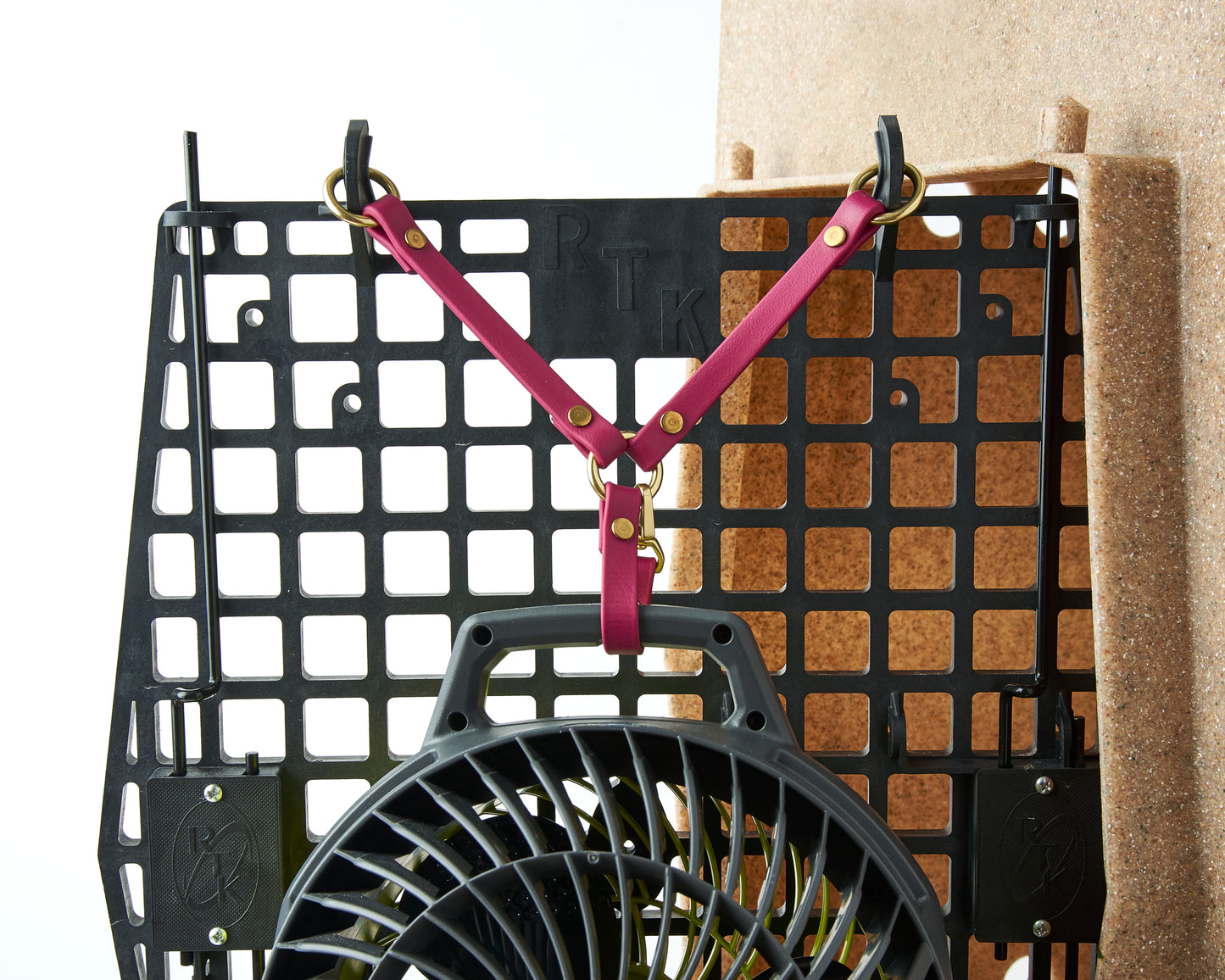 Ruffland Fan Holder: 9" Waterproof Biothane Universal Fan Holder Strap with Custom Colors and Solid Brass Hardware