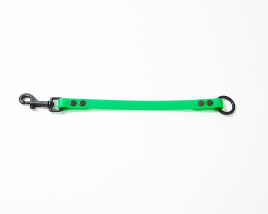 O-Ring Dog Training Tab and Leash Extender: 1/2" Waterproof Biothane with Black Hardware, Custom Length and Color